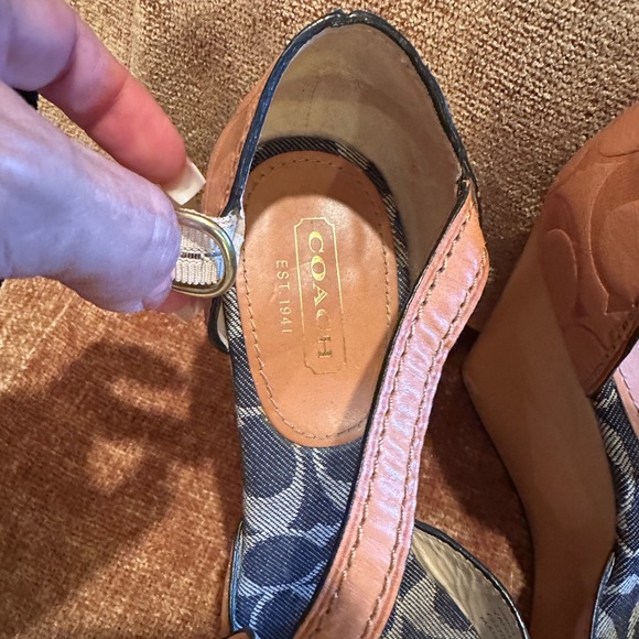 Coach Vanna Embossed Wood Vachetta Wedge Sandal - Picture 6 of 9